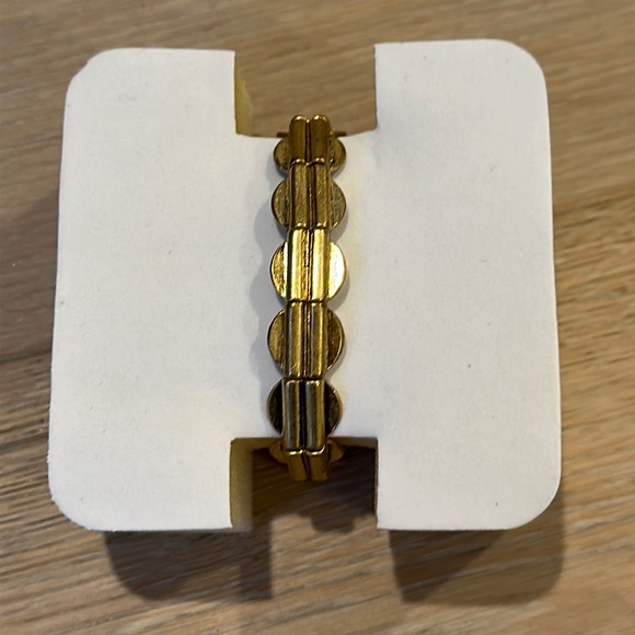 J. Crew Stretchy Brass Disc and Black & White Tassel Bracelet - Picture 1 of 4